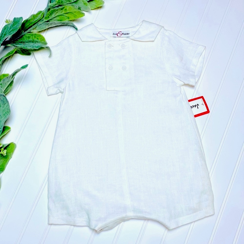Luli & Me 'Linen' Collared Romper